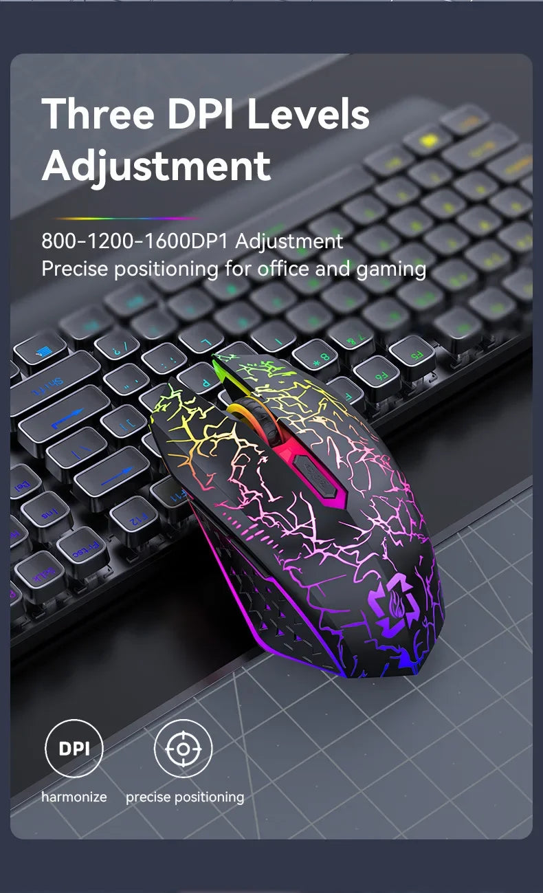 Bluetooth 5.2 Mouse RGB 2.4G Wireless Mouse Dual-Mode Gaming Mouse 6 Buttons Silent Mouse For MacBook Tablet Laptops Computer