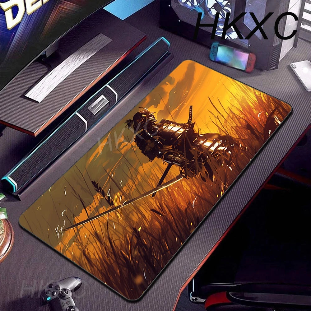 Japanese Sakura Samurai Black Mouse Pad Computer Gamer Table Mat Desk PC Mousepad 900x400 Gaming Computer Mat Laptop Accessor
