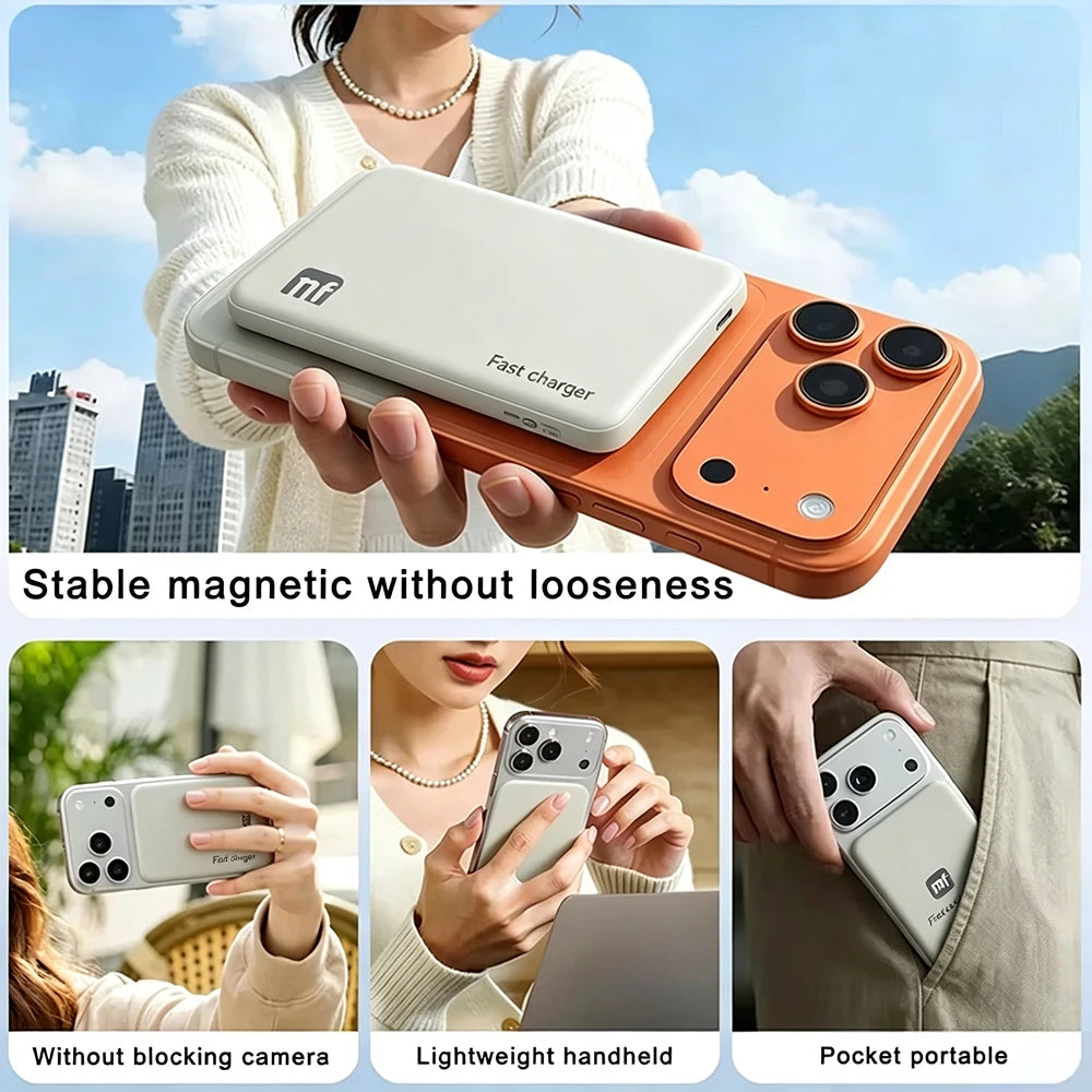 Mufod Qi2 Magnetic Power Bank 5000mah 15W Wireless Charging 20W Portable Wired Charge PD 22.5W Type C Cable Bidirectional Fast Charging Powerbank For Iphone 17 16 15 Pro Max Magsafe Xiaomi Samsung Magsafe Oneplus Mobile Batte