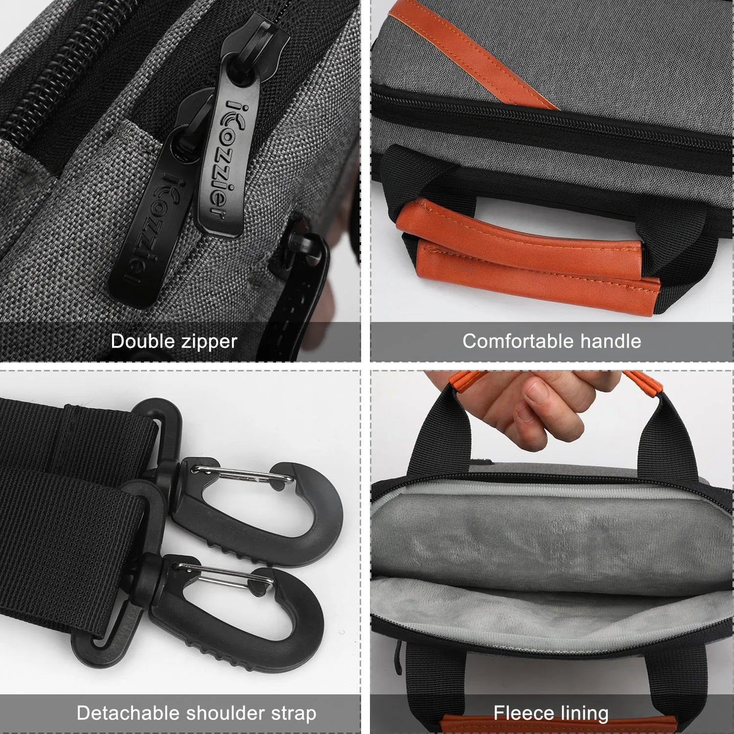 iCozzier 12.9-13.3 inch Laptop Shoulder Bag, Double Pocket  Laptop Sleeve Tablet Case for MacBook Pro 14, iPad Pro 12.9 2018-202