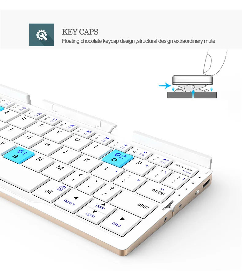 Folding Mini Keyboard Wireless Bluetooth Keypad Supported 3 Devices With Stand Rechargeable Keyboard For Phone Tablet