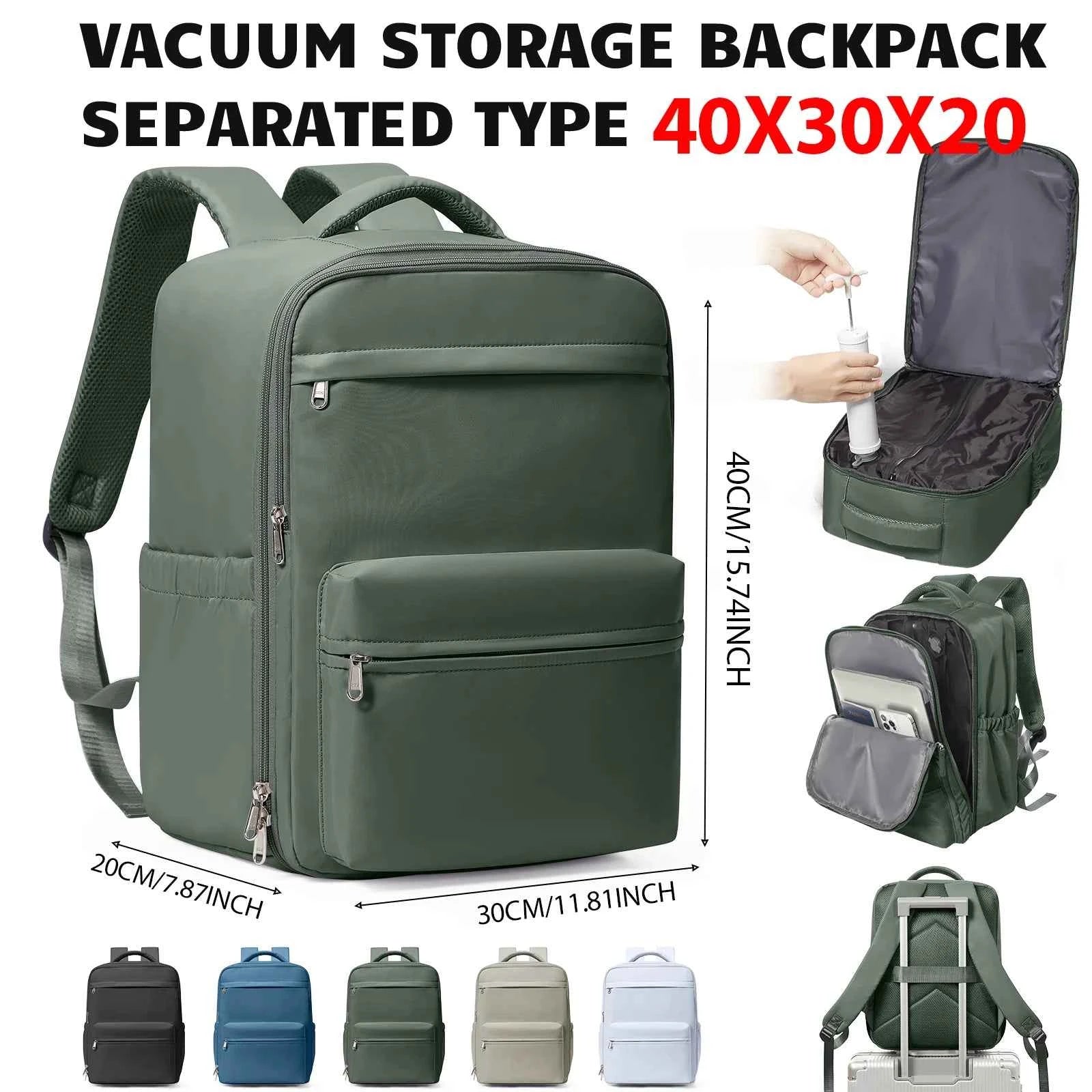 Ryanair 40x30x20 Travel Backpack – Vacuum Compression Cabin Bag with Pump, 15.6” Laptop Carry-On for Wizzair & Airline Personal Item