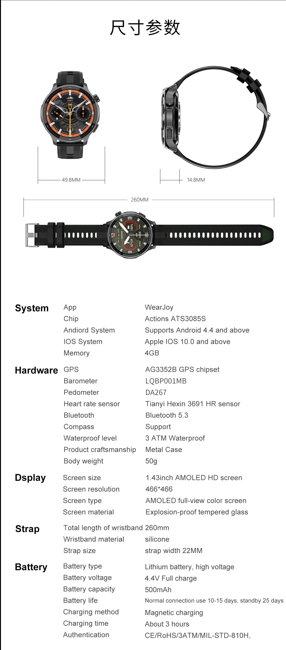 NEW GPS Offline Maps Smart Watch 1.43