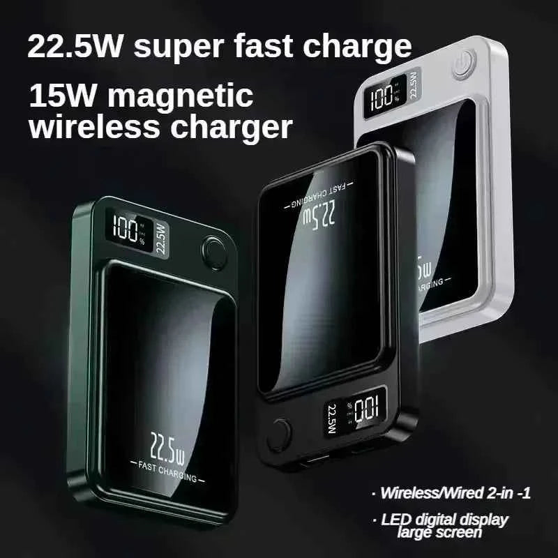 Lenovo New 500000mAh Magnetic Power Bank Fast Wireless Charging Portable Auxiliary Battery for MagSafe Samsung Huawei iPhone