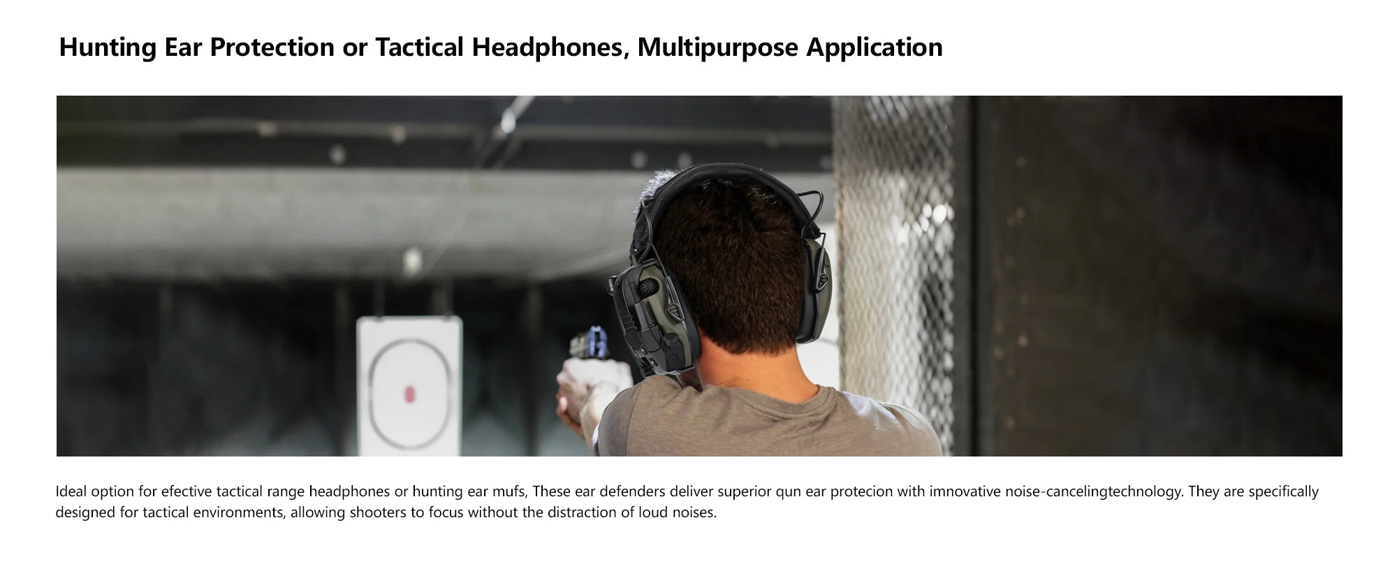 Tactical Headphones High Sensitivity Clear Call Military Headset for Shooting Communication Water Resistant Noise Reduction