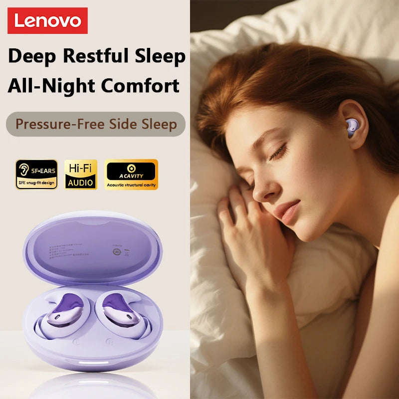 Lenovo LE203 Wireless Bluetooth 6.0 Sleep Headphones Small Lightweight Comfortable In-Ear Earphone Long Battery Life With Mic