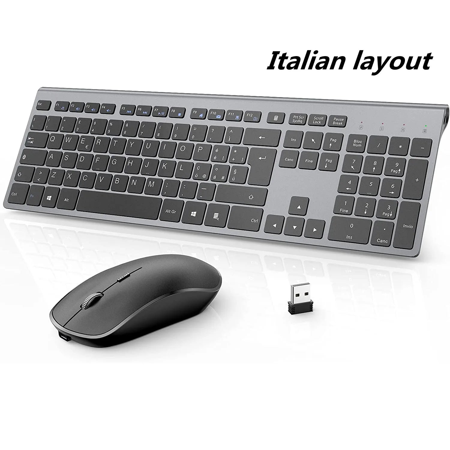 Wireless Keyboard and Mouse Combination, 2.4 Gigahertz Stable Connection Rechargeable Battery, UK/France/Korean/Spain/US Layout