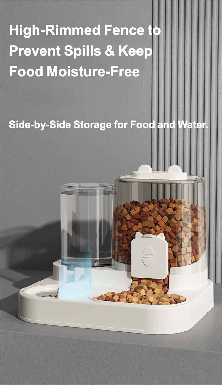 Automatic Cat Feeder Water Dispenser 2-in-1 Pet Food Container Gravity Feeding Bowl for Cat Dog Pet Supplies
