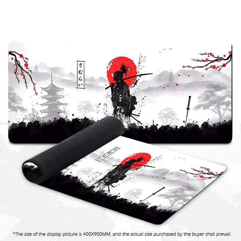 Samurai Warrior Mouse Pad Gamer Computer Accessories Keyboard Table Mat Black Mousepad Company Gaming Laptop Desk Accessory Pc - WinSupport Tech