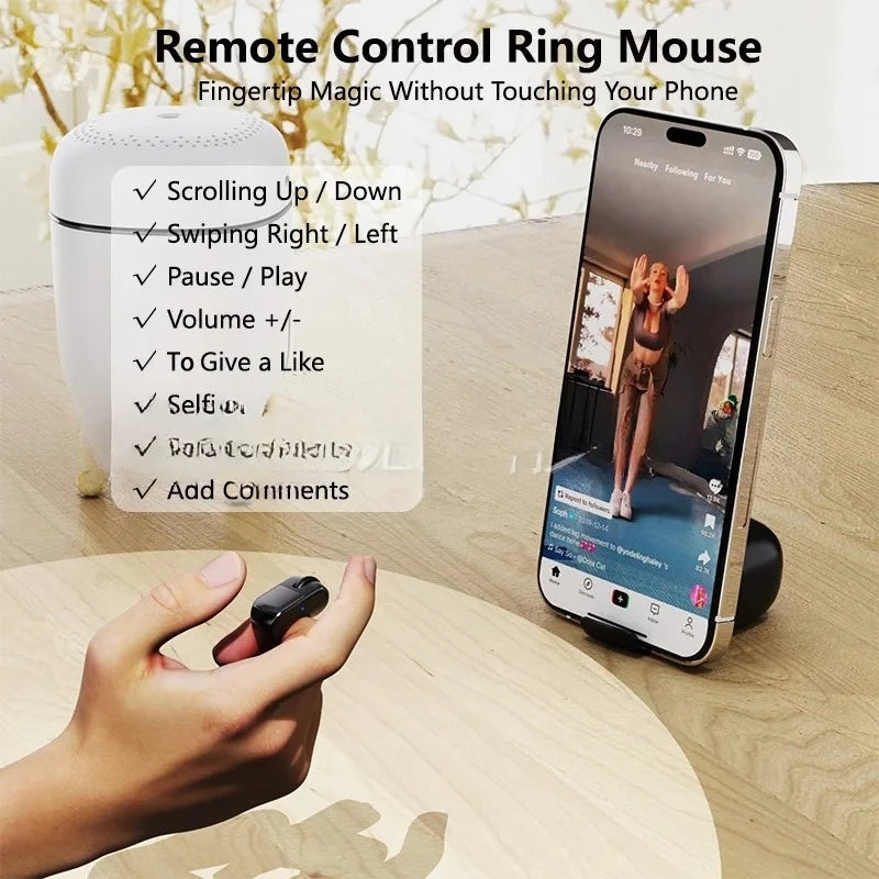 Ring Mouse Rechargeable Mini Light Weight Bluetooth 2.4g Dual-Mode Wide Compatible Remote Control Selfie Scan Short Video Speech