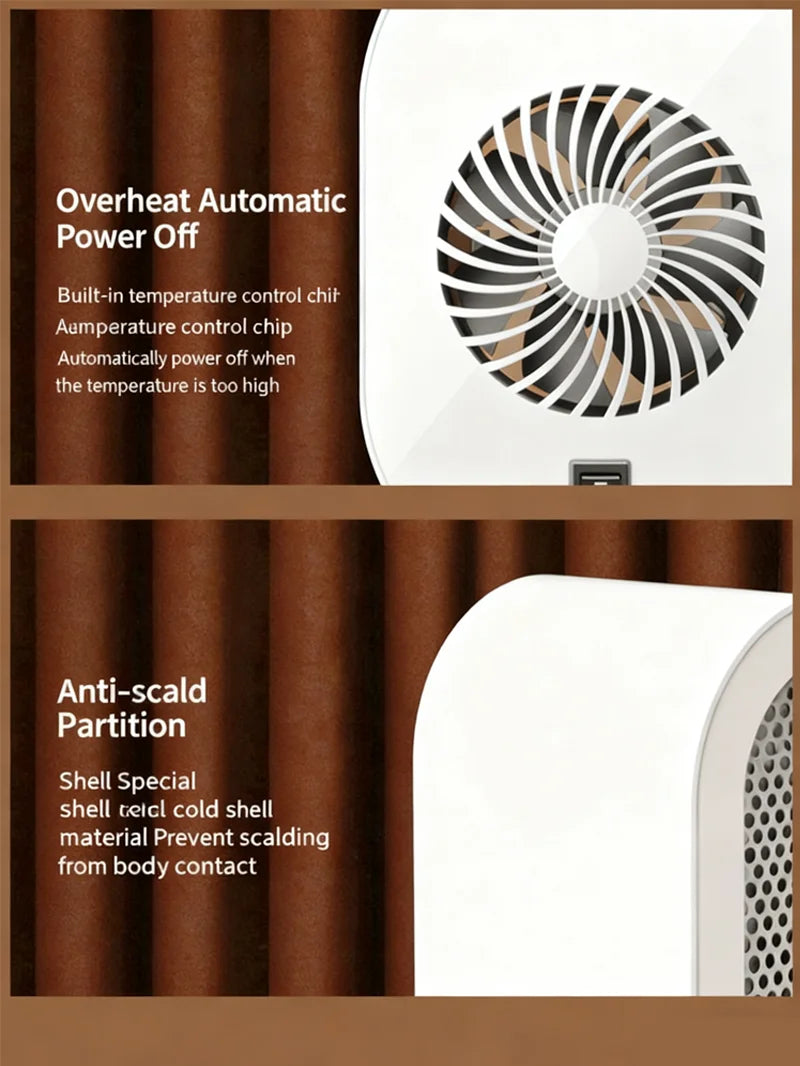 Electric Fan Heater For Room Winter 1200W Fast Heating Bathroom Living Room Office Desktop Portable PTC Ceramic Warm Air Blower