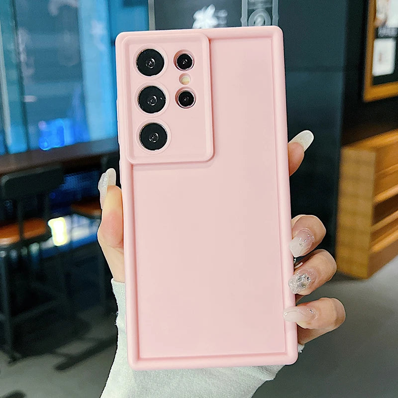 Soft TPU Case For Samsung S26 S25 S24 S23 S22 S21 Ultra Plus FE S25 edge A54 note 20 Shockproof Solid Color Silicone Phone Cover