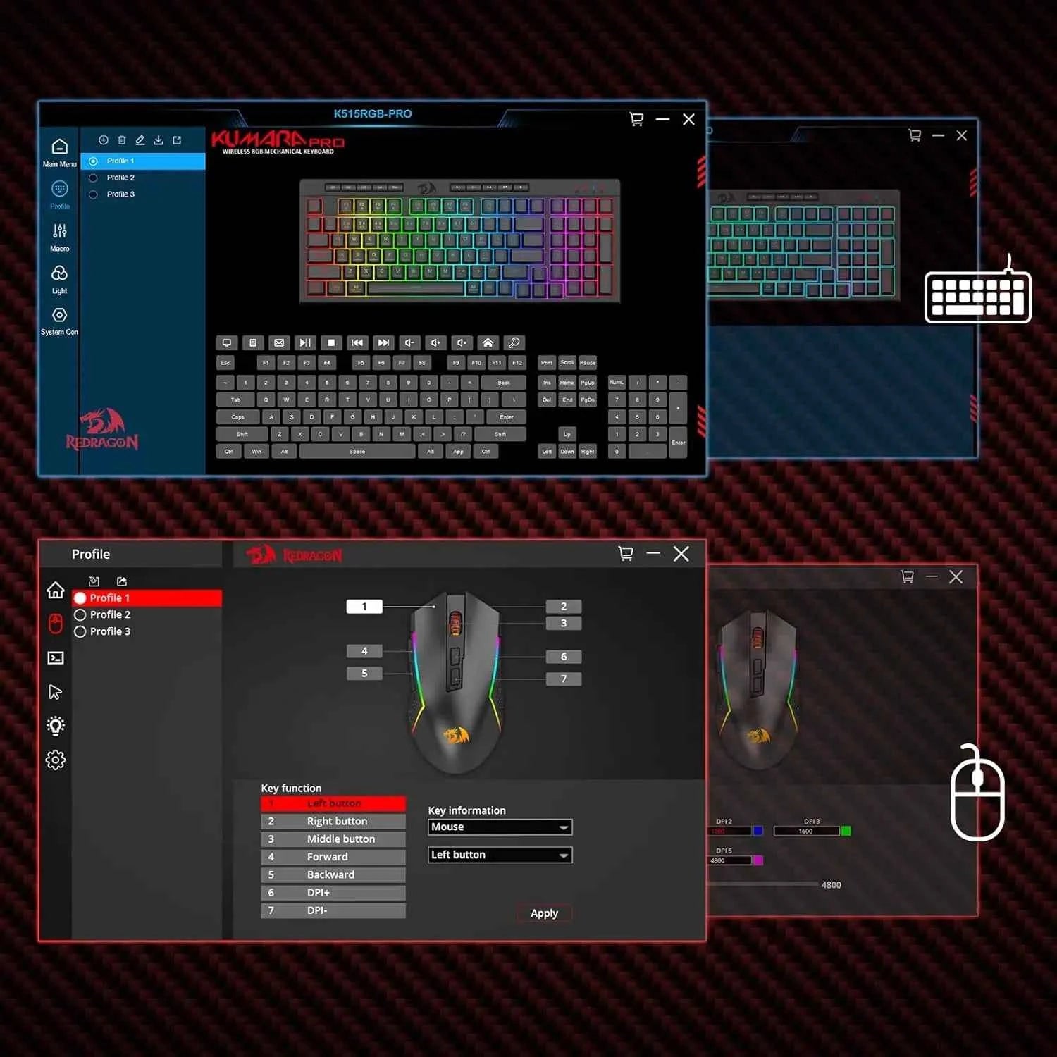 Redragon S142 Wireless Gaming Keyboard & Mouse Combo, 98 Keys K515 PRO Wireless RGB Membrane Keyboard