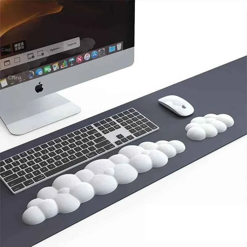 Cloud Shape Wrist Rest Pad Soft  PU Material Anti-Slip Rubber Base Memory Foam for 100 Keys 87 Keys 68keys Keyboard Mousepad
