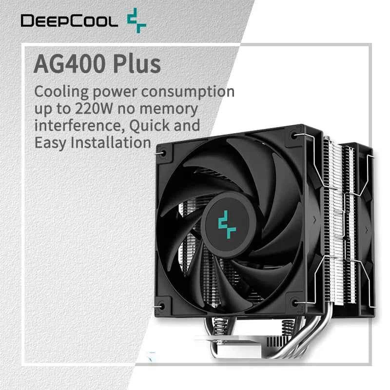 DEEPCOOL AG400 4 Heat pipes Dual Fan CPU Air-Cooling Radiator, 2000RPM Desktop Cooling Fan for Intel LGA1700 1200 115X AMD AM4 AM5