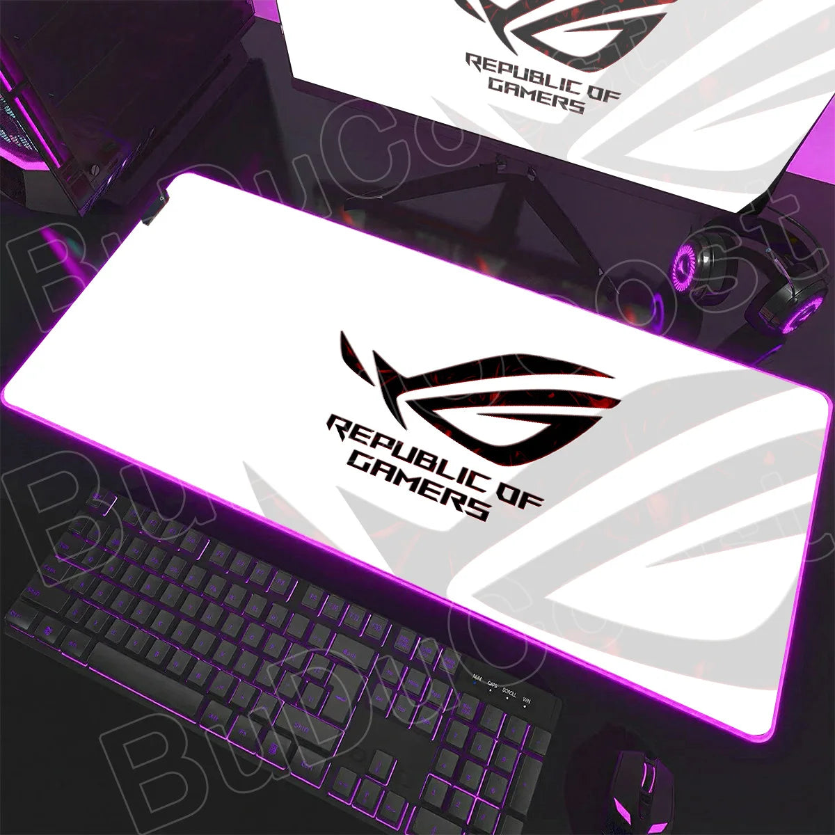 600x300x3mm RGB Gamer Glowing HD Keyboard Mat Asus Office Table New ROG Art Design Colorful LED Mouse Pad Rubber Non-slip Carpet