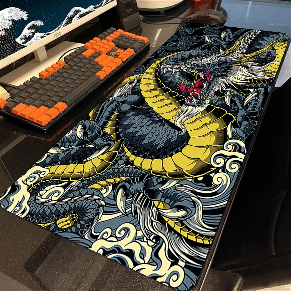 Mouse Pads Black White Dragon Table Mats Computer Mousepad Company Big Deskmat 100x50cm Large Gamer Mousepads Gaming Mouse Mat