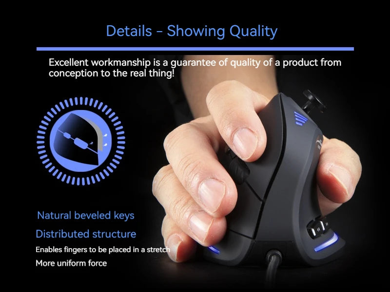 C-18 Vertical Gaming Mouse 10000 DPI Programmable 11 Buttons USB Wired RGB Optical Remote Mouse Gamer Mice For Laptop PC