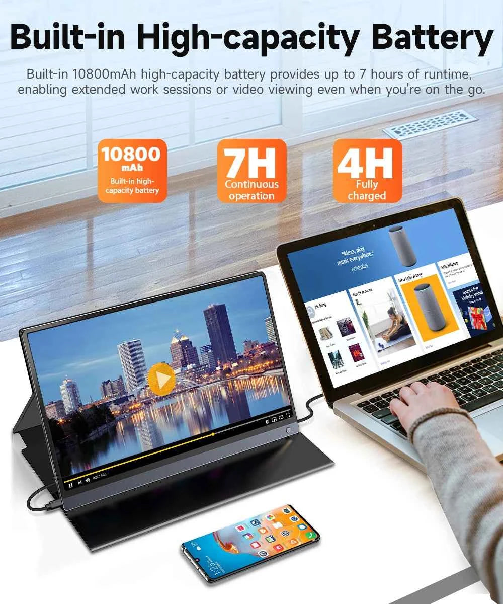 UPERFECT Battery Portable Monitor 120Hz Touchscreen Upgraded 15.6
