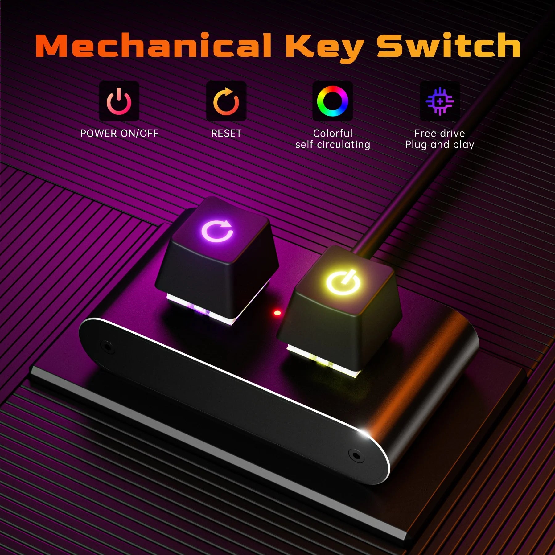 2M RGB LED Lights Computer Desktop Switch PC Motherboard External Start Power On/Off And Reset Button Extension Cable Key Switch
