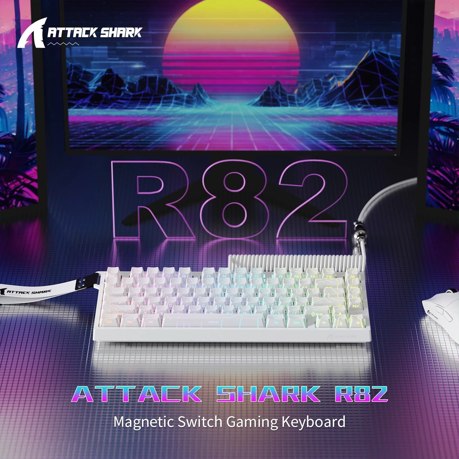 ATTACK SHARK R82 HE Wired 75% Gaming Keyboard, Magnetic Switch, 8000Hz Polling Rate, Ultra-Precision 0.005mm RT Tech, RGB Backli