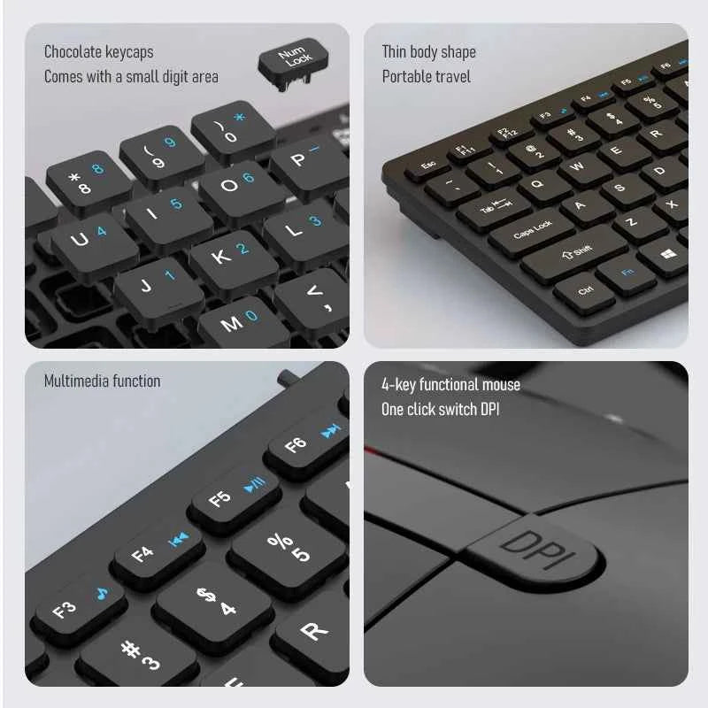 FRIWOL KT-100 Wired  Keyboard Mouse Set 78 Key Mini Portable Keyboard USB Desktop Laptop Office Home Light voice