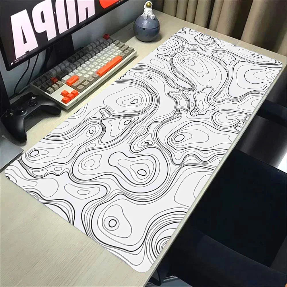 Mouse Pads Black White Line Gaming Mousepads Large Mousepad Gamer Natural Rubber Mat Company Lockrand Deskmat Design For Gift