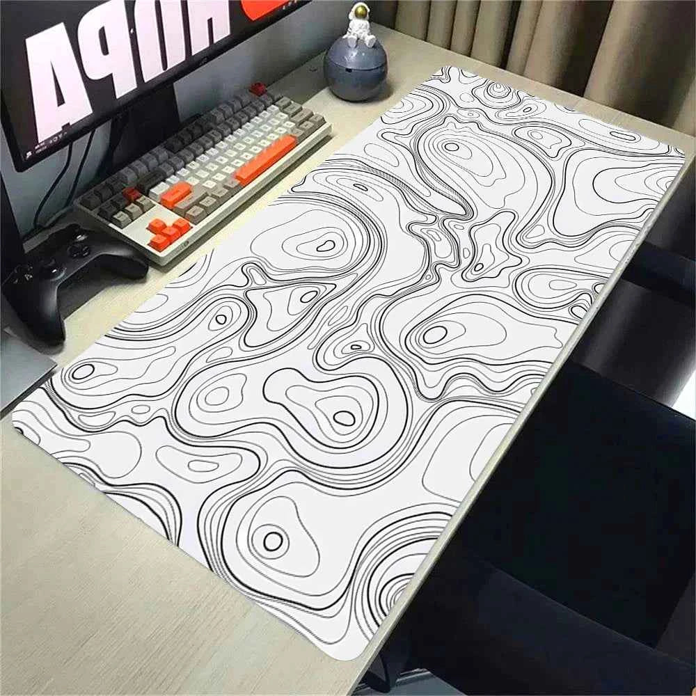 Mouse Pads Black White Line Gaming Mousepads Large Mousepad Gamer Natural Rubber Mat Company Lockrand Deskmat Design For Gift