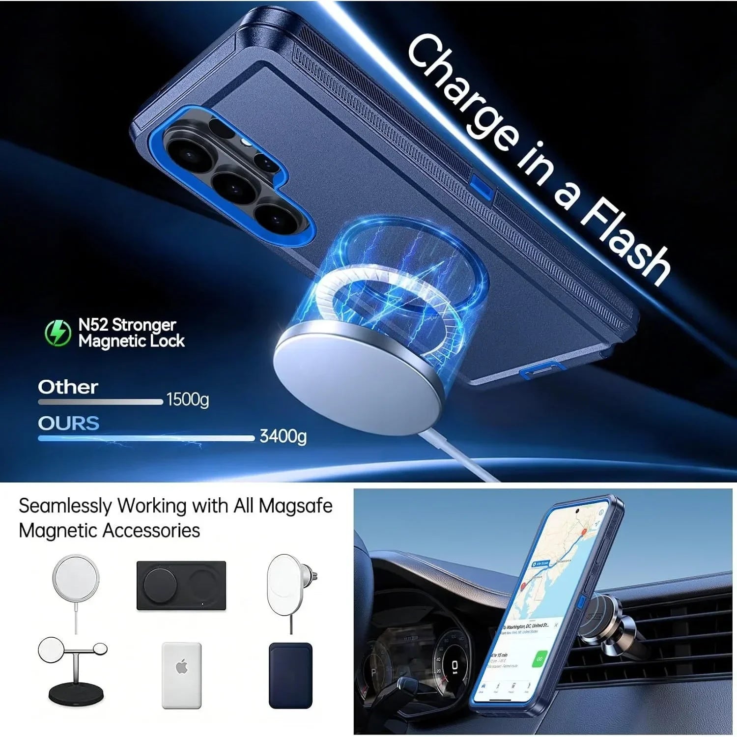 Military Armor OTT For Magsafe Charge Case For Samsung S26 Ultra S25 S24 S23 S22 Plus FE Edge Hard PC+TPU Clip Bracket  Cover