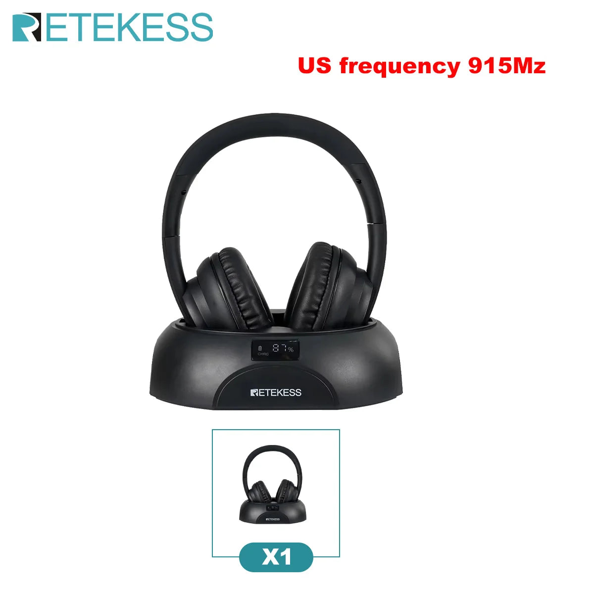 Retekess Wireless Headphone TA006 TV Watching Rechargeable Wireless Earphone with Transmitter Support Coaxial Fiber 3.5 AUX RCA