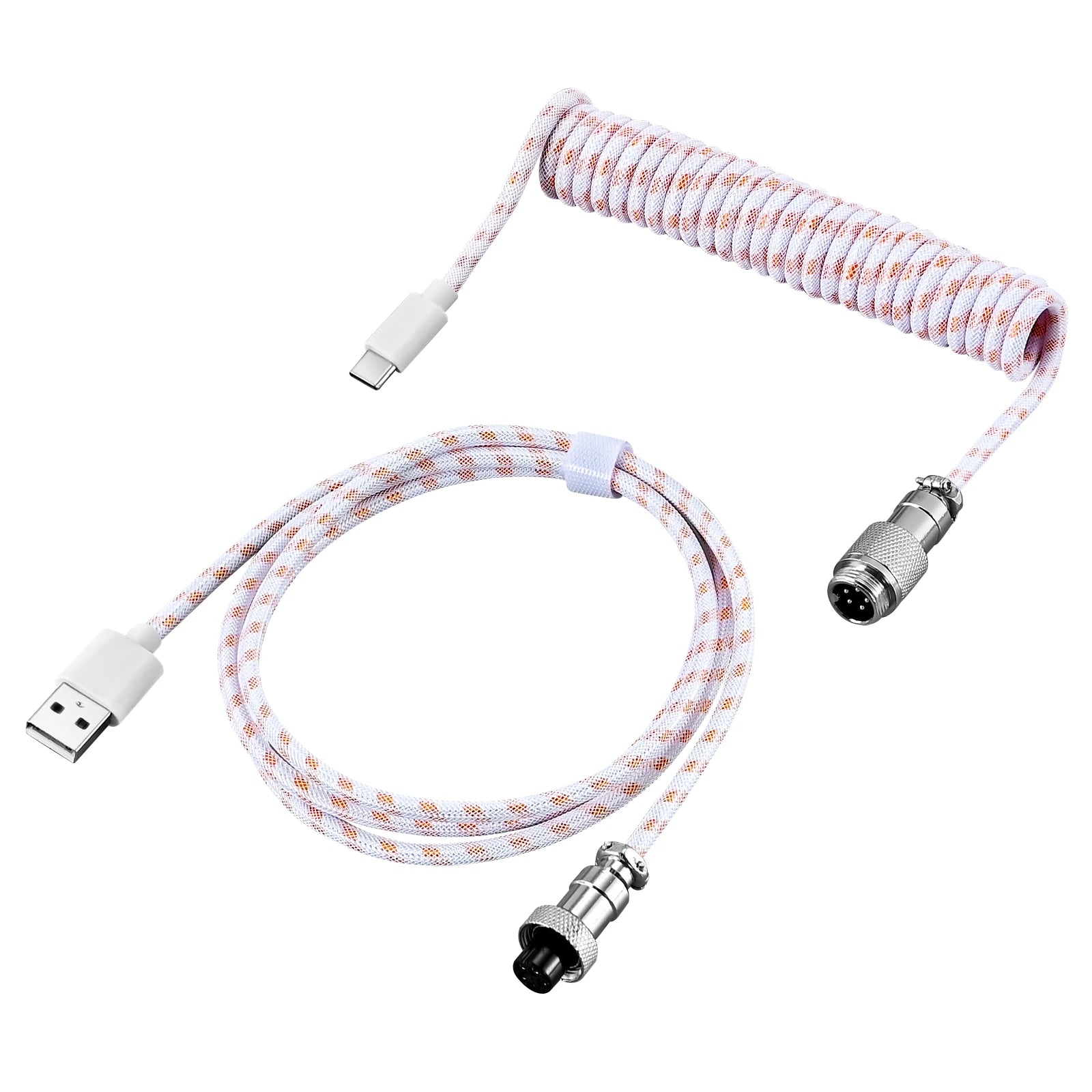USB Type C Mechanical Keyboard Coiled Cable Hardware Linker Usb GX16 Aviation Mechanical Cable Spiral Gaming Usb Keyboard Cable