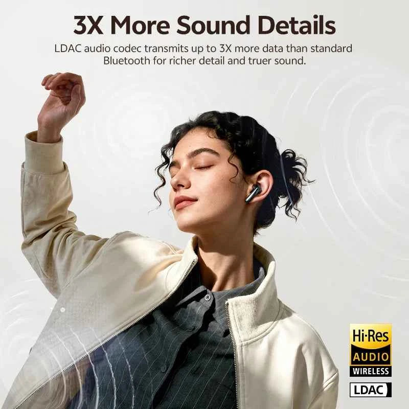 QCY AilyBuds E50 HT11 Wireless Earphones Hi-Res Adaptive Hybrid ANC Headphone Bluetooth 6.0 Spatial Sound Earbuds 11mm Drivers