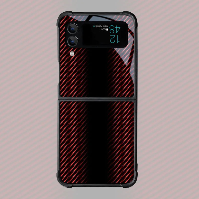 Carbon Fiber Pattern Case For Samsung Galaxy Z Flip4 Z Flip 7 6 5 3 5G 3 4 Drop Tested Protection Colorful Phone Cover Glossy
