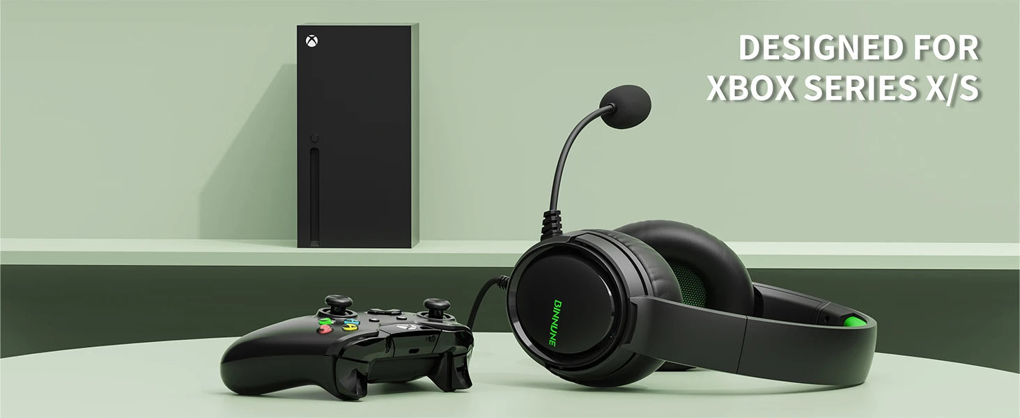 BINNUNE Gaming Headset with Mic – Wired Headphones for PS5, PS4, Xbox Series X|S, Xbox One, PC & Switch, Noise Cancelling Stereo Gaming Headphones.
