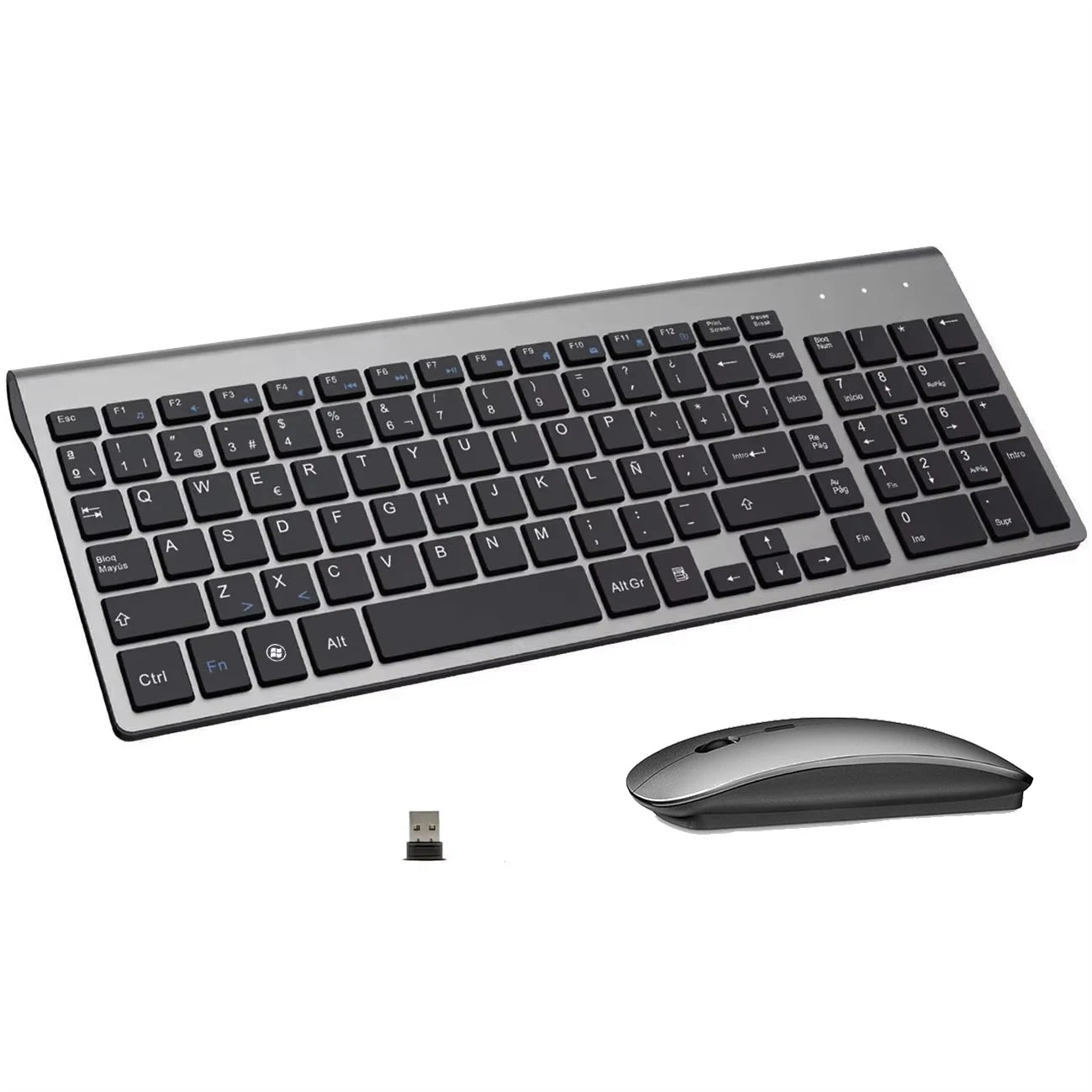 Spanish Layout Wireless Keyboard Mouse Combo Ultra Slim 2.4G Silent Scissor Key Keyboard Set for PC Laptop tv box