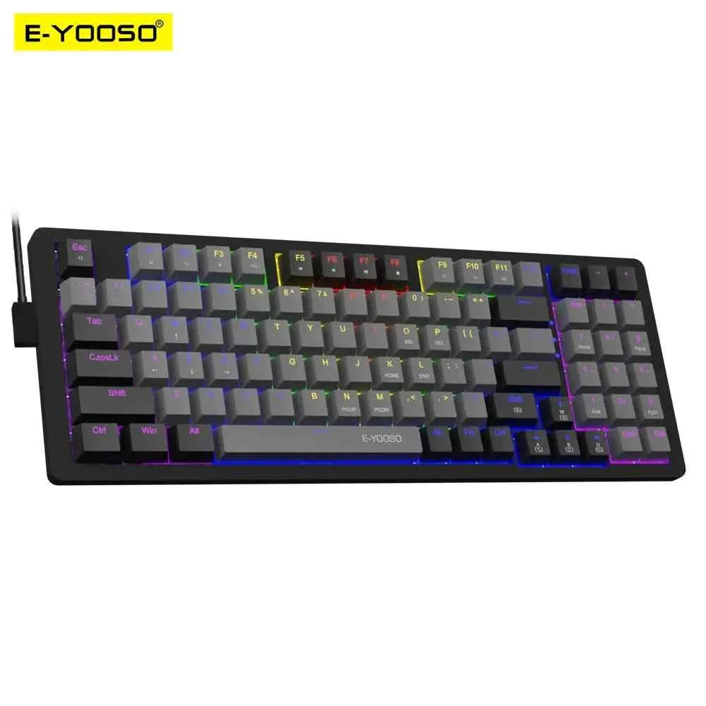 E-YOOSO Z94 USB Mechanical Gaming Keyboard Wired Monochrome LED Backlit Blue Red Switch 94 Key for Compute Laptop PC