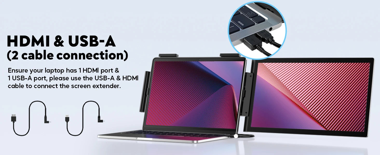 Amoudo Portable Monitor 14 Inch FHD 1080P IPS Screen Laptop Monitor Extension Dual Screen for Laptop Windows Mac Android