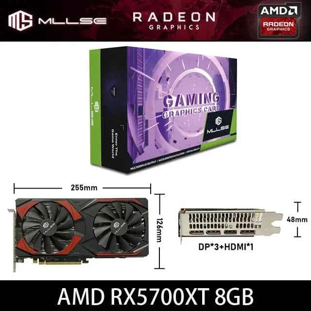 MLLSE AMD RX 5700 XT 8GB Graphics Card GDDR6 256Bit PCI-E 4.0×16 6+8Pin Radeon GPU Rx 5700XT Gaming Video Card Placa De Video