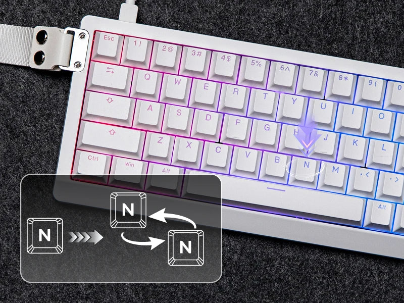 EPOMAKER HE68 Lite 65% Layout Tray-Mounted Wired Hall Effect NKRO Magnetic Keyboard DKS SOCD 8kHZ Polling Adjustable Actuation