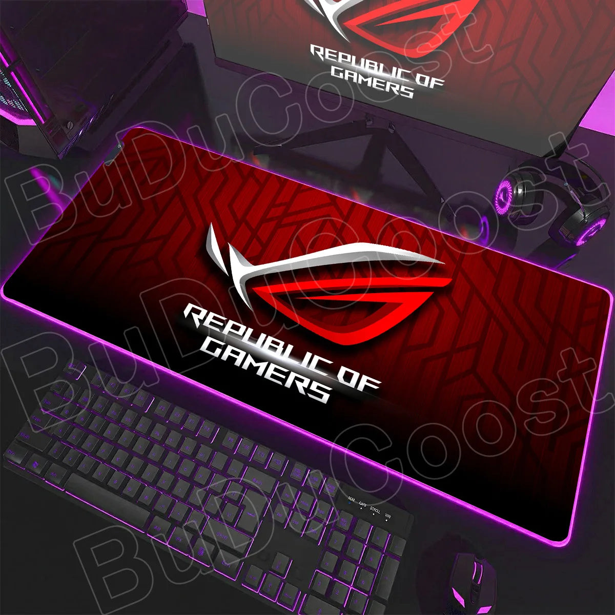 600x300x3mm RGB Gamer Glowing HD Keyboard Mat Asus Office Table New ROG Art Design Colorful LED Mouse Pad Rubber Non-slip Carpet