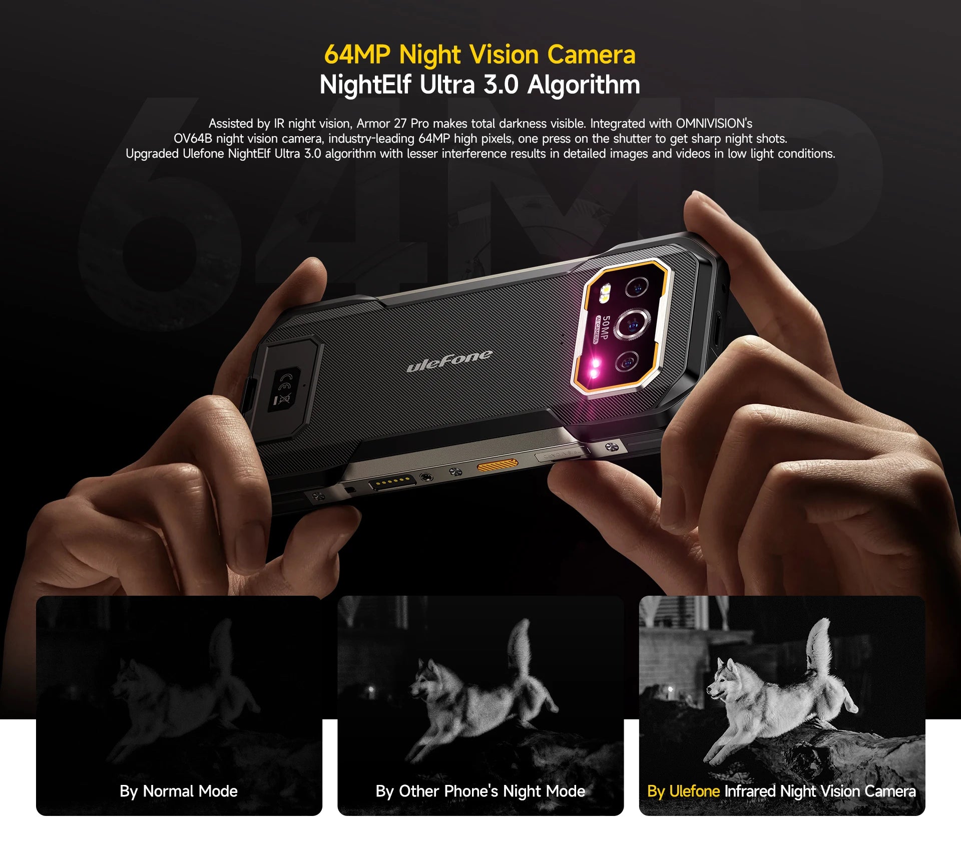 Ulefone Armor 27 Pro 5G Rugged Phone 10600mAh 50MP Camera 64MP Night Smartphone Android 14 Up to 24GB+256GB NFC Waterproof Phone