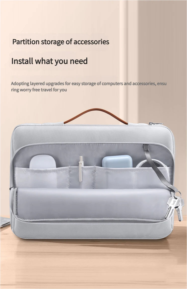 Dormin Shockproof Laptop Crossbody Bag – Protective Sleeve with Adjustable Strap & Handle for MacBook Air 13”, MateBook 14, Lenovo, Huawei
