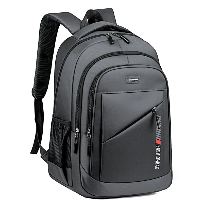 Men's large-capacity backpack, fashionable laptop bag, suitable for travel and business, equipped with secure zipper closure and