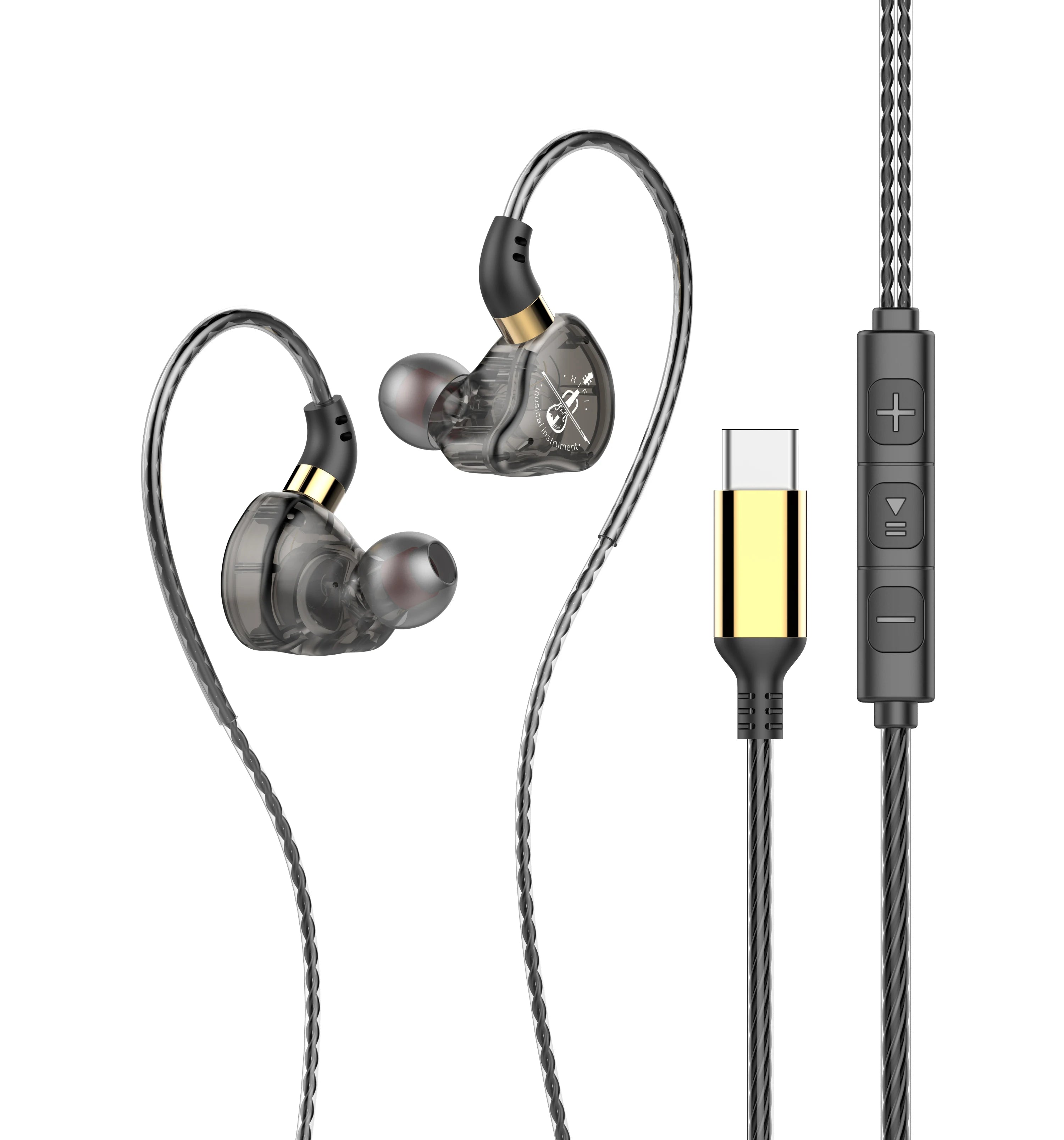 HiFi Wired Earphone Type C with MIC Sport Running Headphones USB C Bass Stereo Headset 3.5mm Music Earbuds for Samsung
