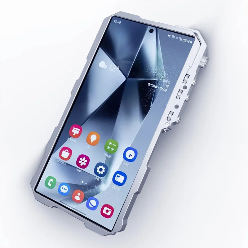 Luxury Armor Metal Aluminum Phone Bumper For Samsung Galaxy S26 S25 S24 Ultra + FE Cover Mechanical Purely Handmade Skull Case
