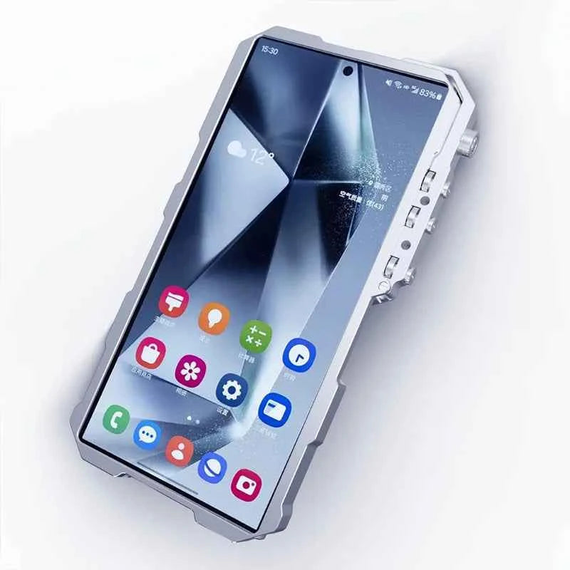 Luxury Armor Metal Aluminum Phone Bumper For Samsung Galaxy S26 S25 S24 Ultra + FE Cover Mechanical Purely Handmade Skull Case