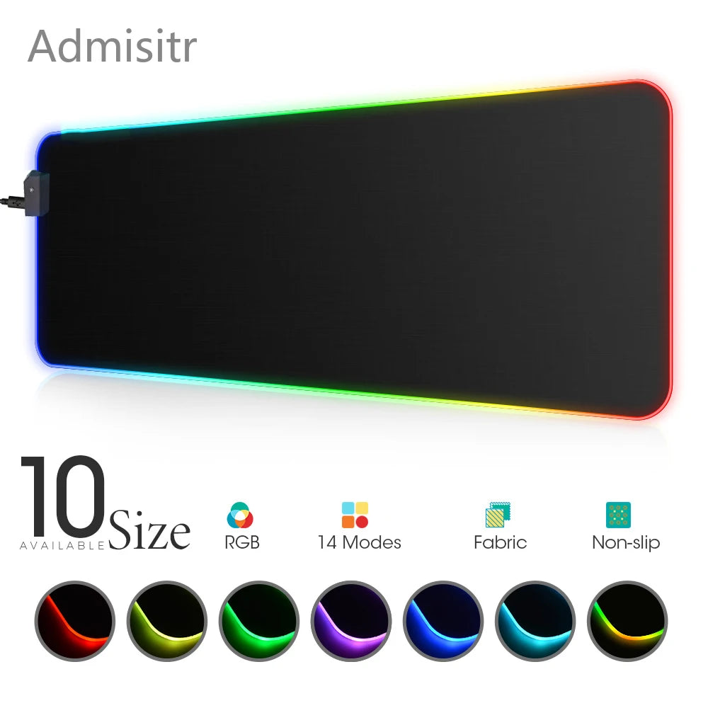 LED Desk Mat Black and White Lines RGB Computer Mouse Pad Gamer Cabinet Luminescence Abstract Mousepad Keyboard Gaming Deskmat