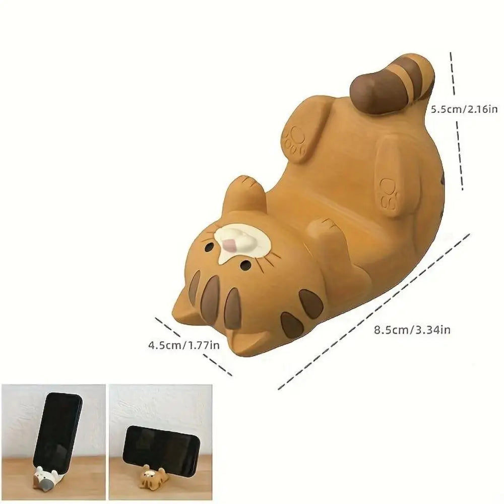 1pc Cat Phone Holder Cute Cartoon Resin Animal Cell Phone Stand Compatible with All Smartphones for Office Home Funny Gifts