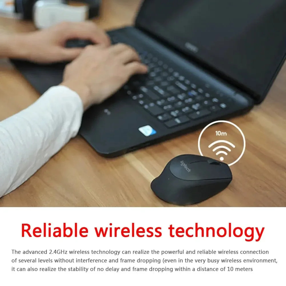 Logitech Compact 2.4G Wireless Silent Mouse M330 M331 Ergonomic Plug and Play for Desktop Computer PC Optical Mouse