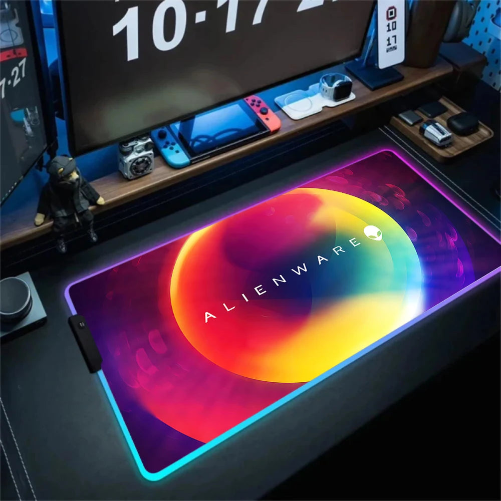 XXL Large PC Gamer Keyboard Desk Mat 900x400 RGB Alienware Gaming Mouse Pad LED Computer Accessories Tapis De Souris Mousepads